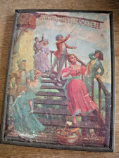 Partie centrale d'un ancien miroir triptyque  déco en toile cirée  20 cm x 15 cm