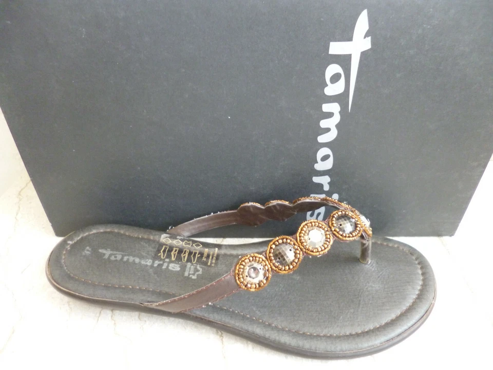 Femmes Tamaris Paire de Tongs / Sandalettes Sandales Braun Neuf - Photo 4/4
