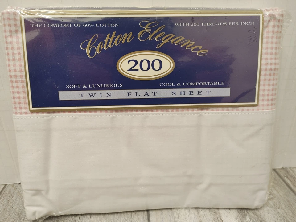 Springs Cotton Elegance 200 Thread Twin Flat Sheet white w/pink checkered print - Image 3 of 4