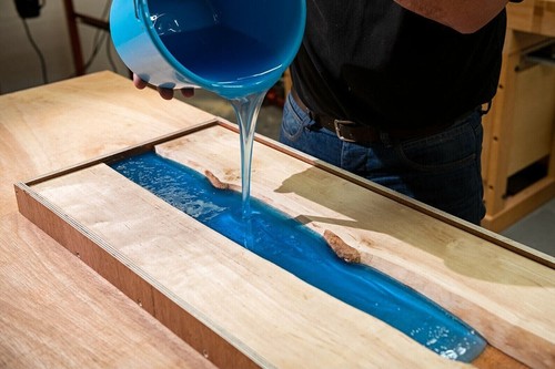 Ocean Epoxy Resin Table – Live Edge Coffee & Dining Table | Handmade Walnut Top - Picture 12 of 13