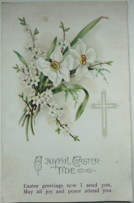 Antike Grußkarte Postkarte ''Eine fröhliche Osterflut''