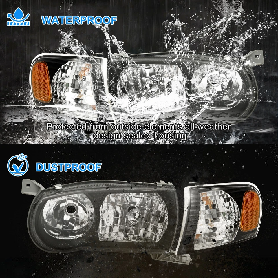 Juego de 4 faros negros con luces de señalización de esquina L+R para Toyota Corolla 2001-2002 Foto 3 de 4