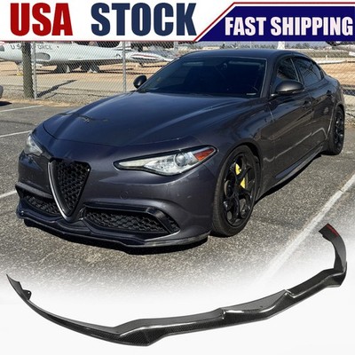REAL CARBON Front Bumper Lip Spoiler Splitter For Alfa Romeo Giulia Sport 16-24