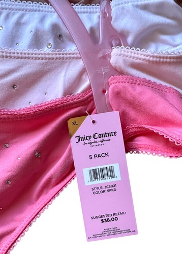 Paquete de 5 bragas tanga JUICY COUTURE para mujer sin líneas talla XL multicolor - Imagen 3 de 5