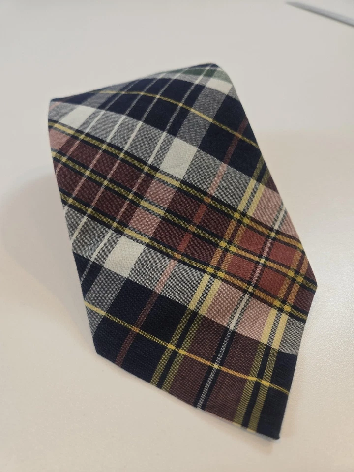 Polo Ralph Lauren Tie Mens One Size Madras Plaid Cotton Handmade Made in USA - Image 2 of 4