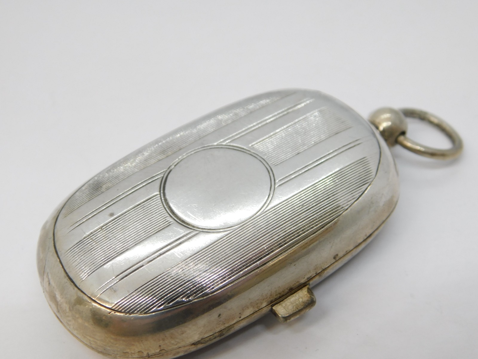 Sterling Silver Lined Pattern Double Sovereign Case Antique 1914 Birmingham