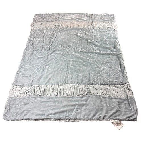 Bella Notte Sloan Baby Comforter Light Blue Grey Silk Rayon Velvet Ruched SL0830
