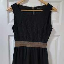Mela Loves London Women's Black Lace Knee Length Dress Size 10 Built-in Padding