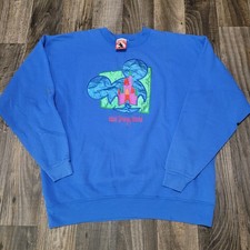 Vintage Walt Disney World Sweatshirt Men L/XL Blue Mickey Inc Castle Embroidered