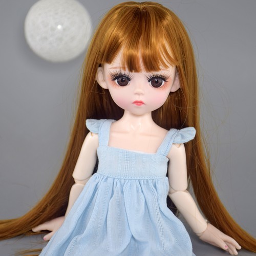 30cm Height Girl Doll with Makeup Face Dress Shoe Straight Hair Full Set BJD Toy - Picture 12 of 14
