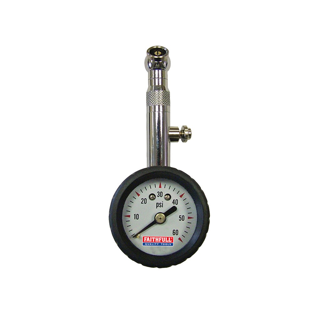 Faithfull Tyre Pressure Dial Gauge 60 psi
