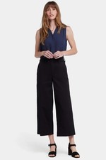 BRAND NEW 120 NYDJ T TUCK "MONA" HIGH RISE WIDE LEG TROUSER JEANS BLACK SIZE 12