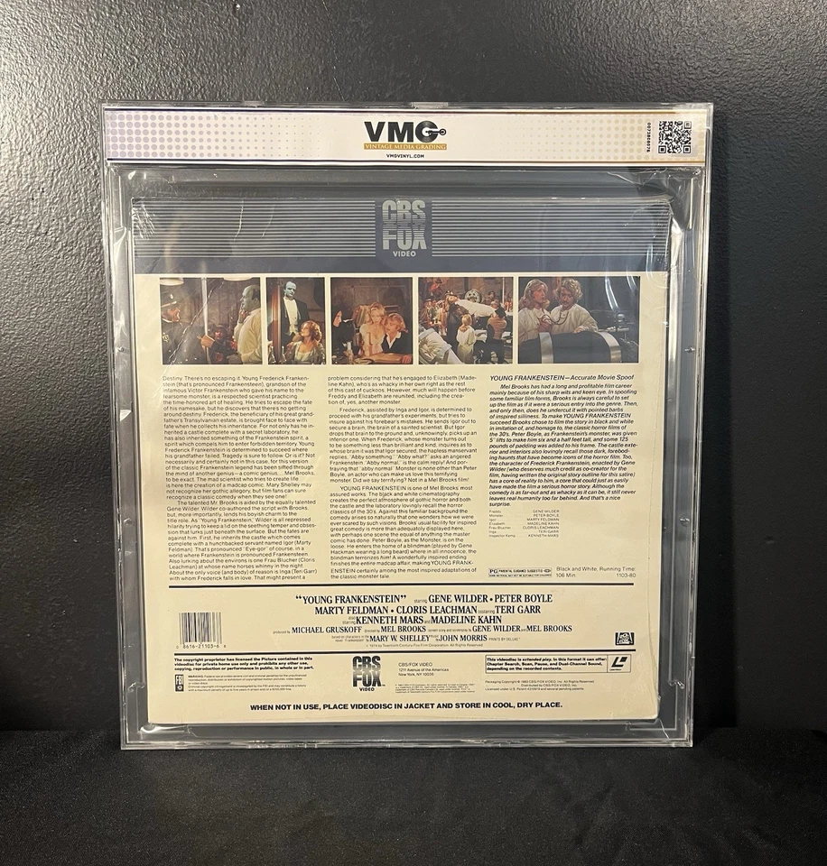 Young Frankenstein Laserdisc 1983 Sealed VMG Graded 6.5 Gene Wilder B&W Foto 2 de 2