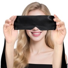 Soft Black Satin Eye Mask, Eye Mask Blindfold for Women Men Comfortable Satin...