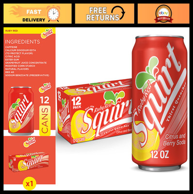 Refreshing Ruby Red Grapefruit Soda - 12 Pack of 12 fl oz Cans, Citrus Flavor