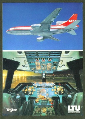 LTU International Airways TriStar 2-view postcard 1970s