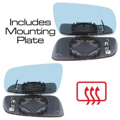 Wing Mirror Glass VW Bora Saloon 1999-2005 Blue Heated Aspherical & Convex Pair