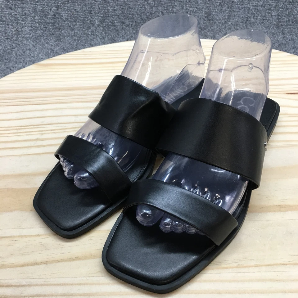 Sandalias Calvin Klein para mujer 9 Mella sin cordones negras imitación cuero NUEVAS Foto 3 de 4
