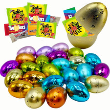 Candy Filled Easter Eggs, Bulk 12 Large Speckled Metallic Gold Plastic Fillabl