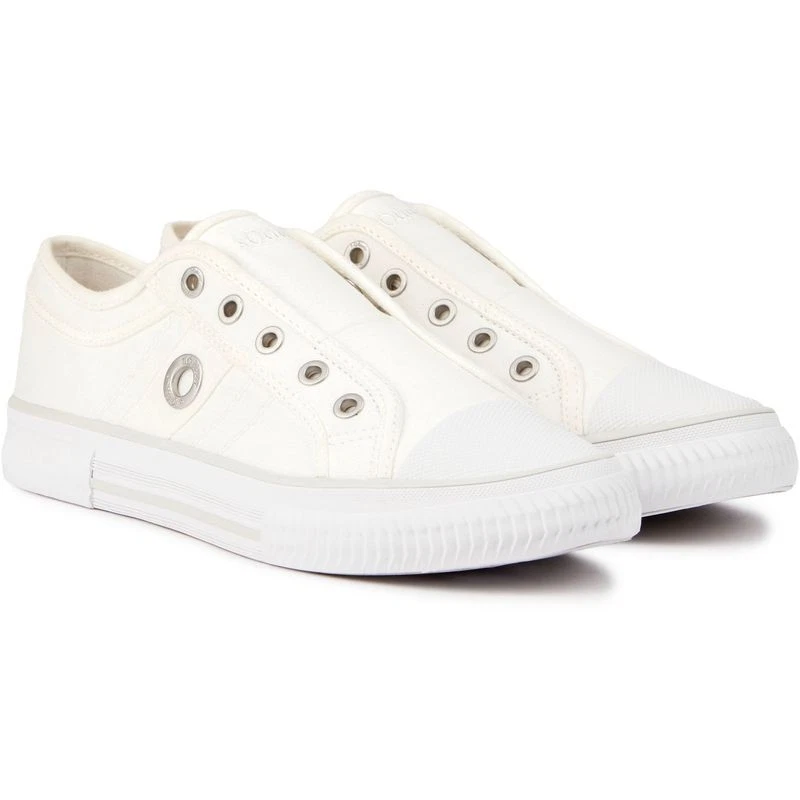 Zapatillas deportivas S Oliver para mujer de lona sin cordones blancas Foto 2 de 4