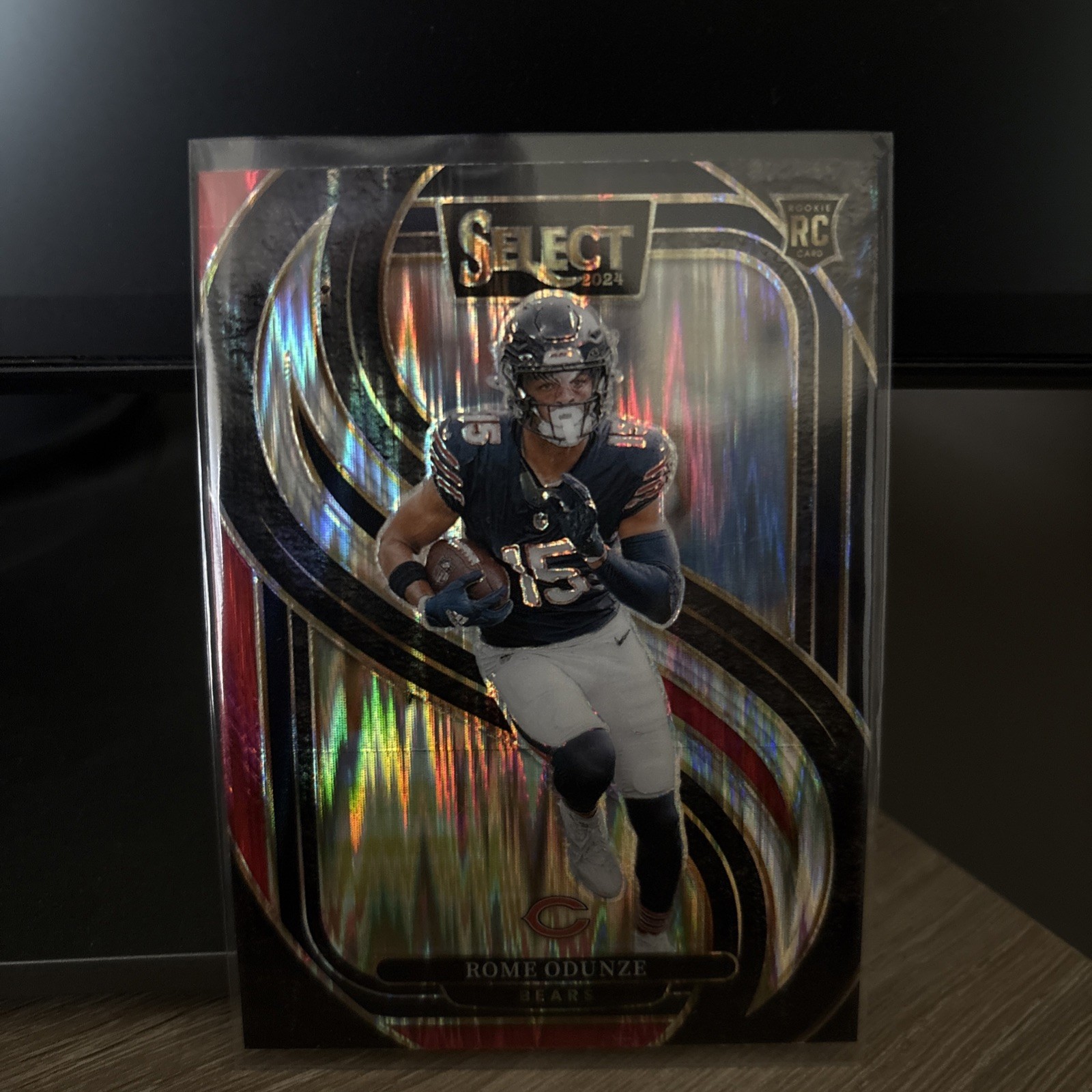 2024 Panini Select - Premier Level Rome Odunze #136 Black & Red Shock Prizm (RC)