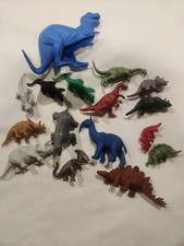Vintage Plastic Dinosaurs, Lot of 16, Vibrant Colors, Varying Sizes