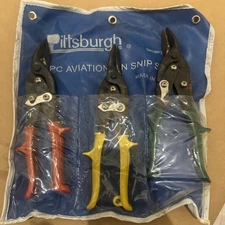 Pittsburgh Aviation Tin Snip Set Left, Straight, Right Cut Snips 3 Pc. Set 10”