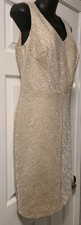 Ann Taylor Sleeveless Sheath V-neck Dress Size 10 Textured Fabric Beige NWT