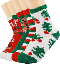 Fluffy Fuzzy Socks for Women Cozy Warm Fleece 4 to 5 Pairs Soft Bulk Pack