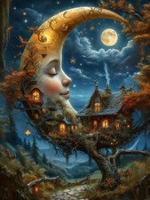5D DIY Diamond Art Kits for Adults,Moon Tree House Diamond Paintings Kits for...