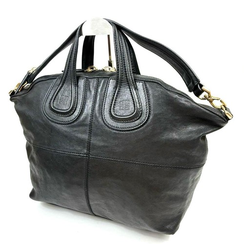 Givenchy Nightingale Leather 2-Way Handbag Black Used Authentic