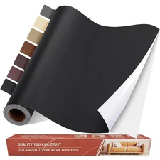 Self-Adhesive Leather Repair Patch Kit 31.5"x16" Vinyl Tape Black for Furniture