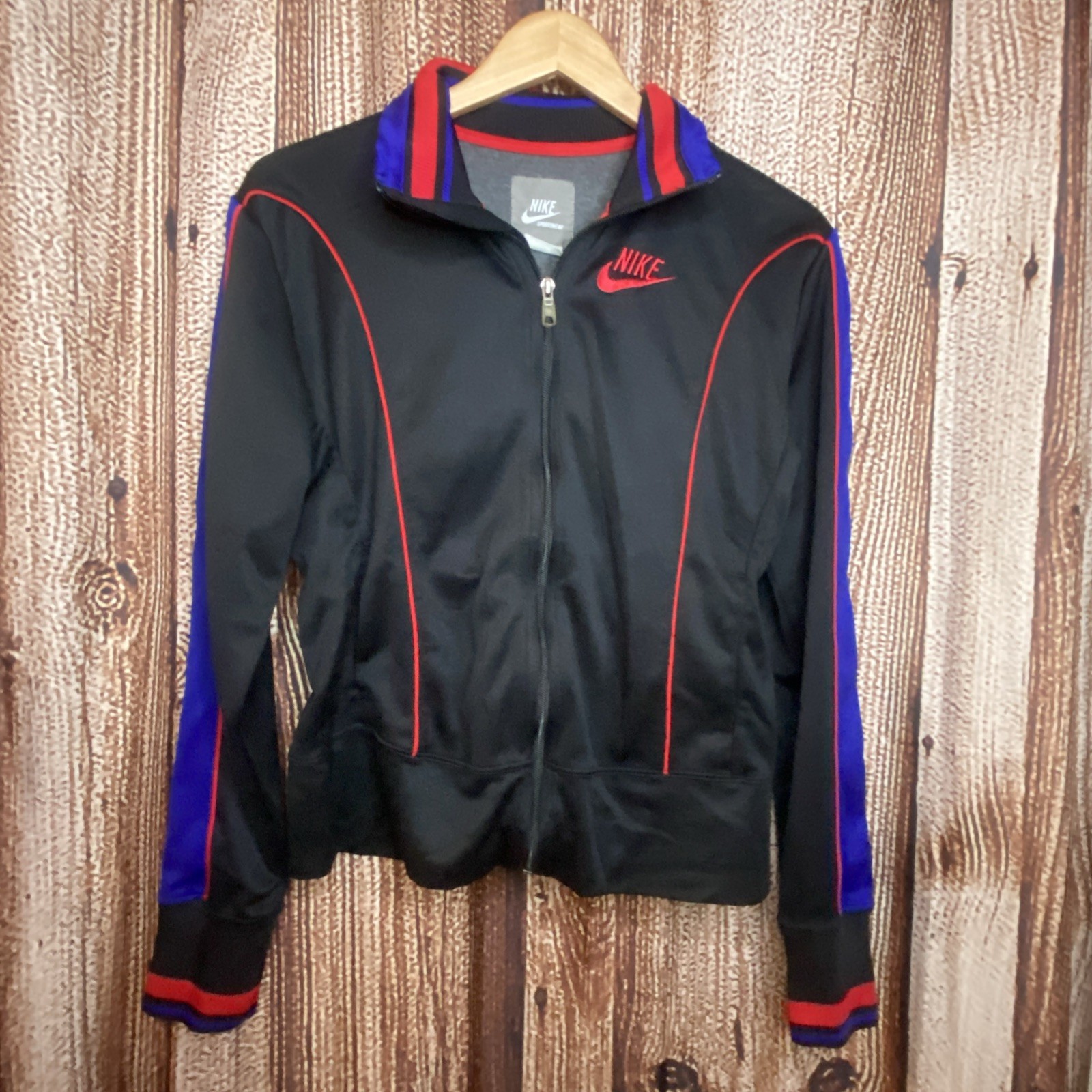 SACAI X NIKE Giacca Nike vintage donna grande 12 14 nera neon zip tasche atletica Y2K