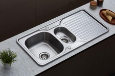 STM Prema kitchen sink 1.5 bowl stainless steel reversible includes waste kit