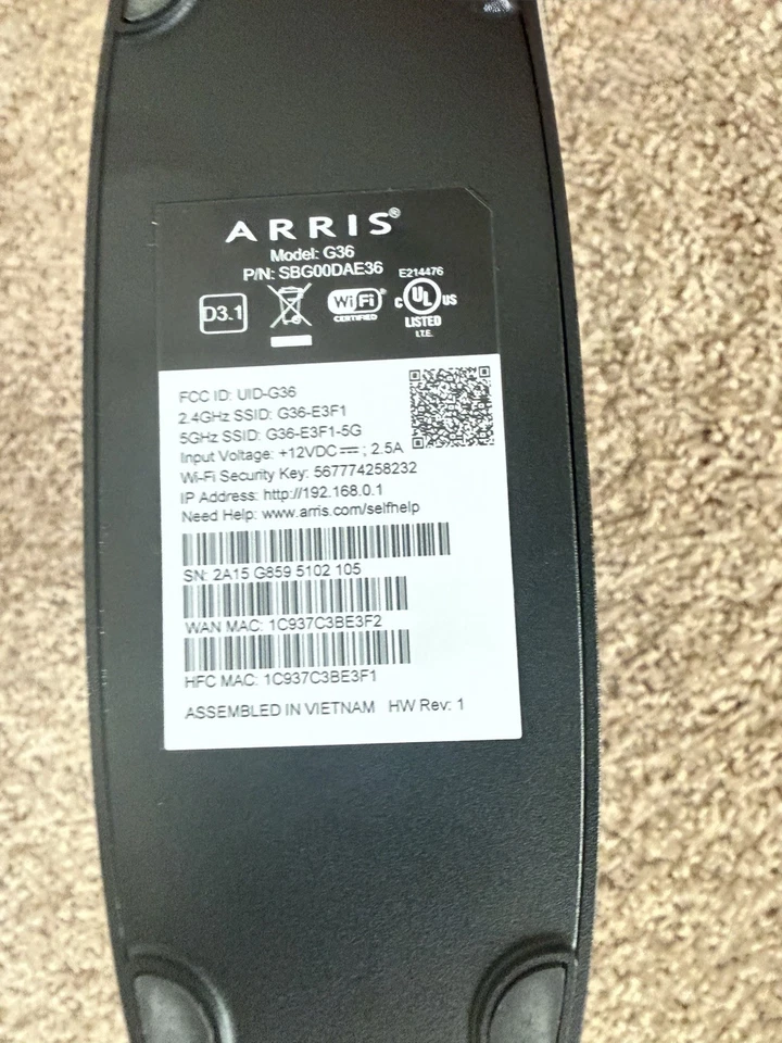 Combo módem/router Arris SURFboard G36 DOCSIS 3.1 WiFi 6 - Excelente estado Foto 2 de 2