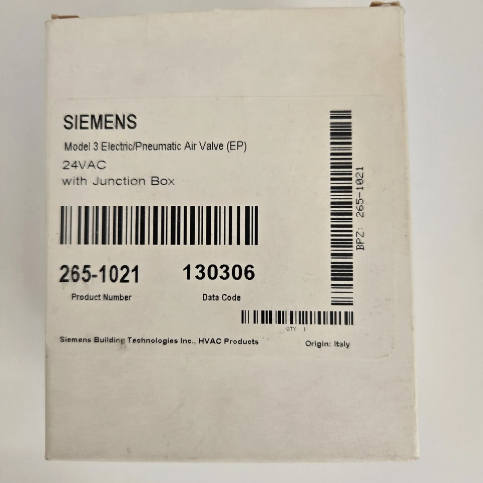 Siemens 265-1021 Modelo 3 EP Válvula 24 VAC (825) Foto 2 de 4