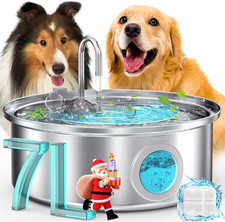 Fuente de agua para perros de acero inoxidable para perros grandes/medianos, fuente para mascotas de 7 L/230 oz con