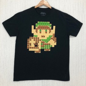 Zelda LootWear Exclusive Link Pixel Art Map T-Shirt Mens Large Black NES Retro