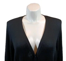 Denim & Co 100% Cotton Button Front Knit Long Cardigan 3x NWOT A303104 Black