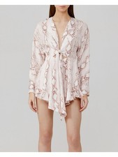 SIGNIFICANT OTHER Womens Pink Lined Tie At Waist Cuffed Sleeve Shorts Romper 8