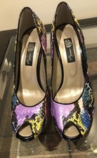 J.RENEE Purples Snakeskin Peep Toe Size 8M