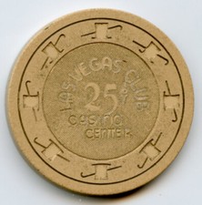 25 cents Chip from the Las Vegas Club in Downtown Las Vegas 1970s Obsolete
