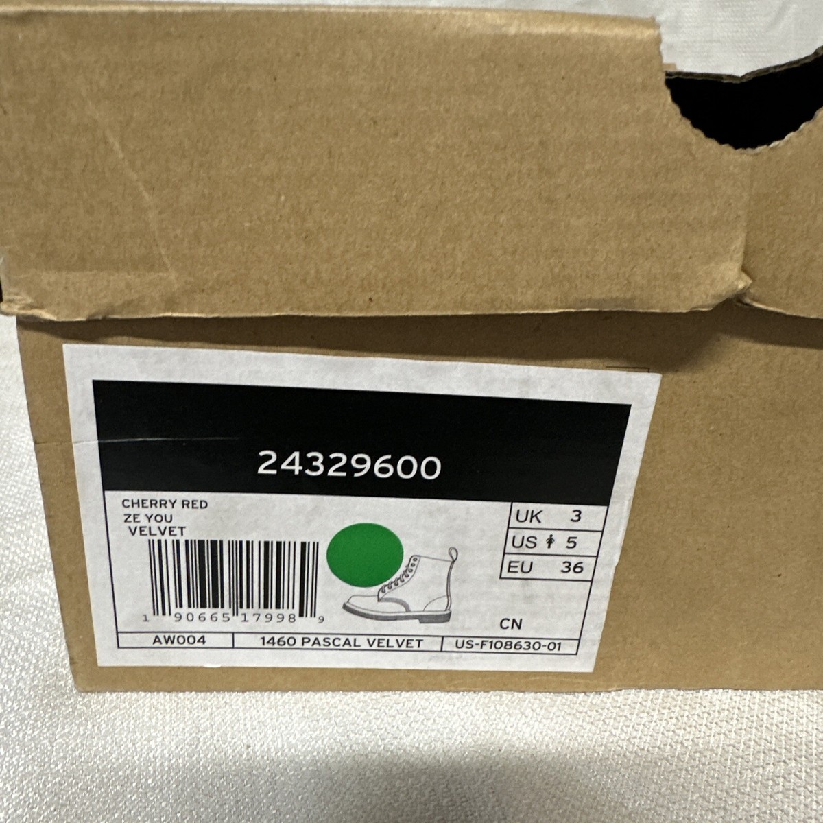 Dark Cherry Red Velvet Doc Dr Martens AirWair US Size 5 Combat