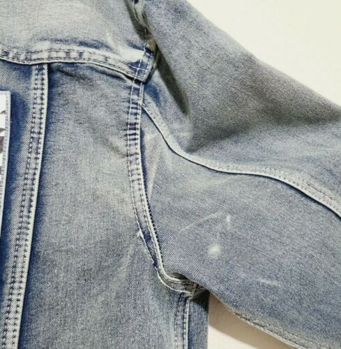 Wesc Guilty Pleasures Unisex Denim Trucker Jacket Size Mens L Womens XL Blue - Picture 3 of 5