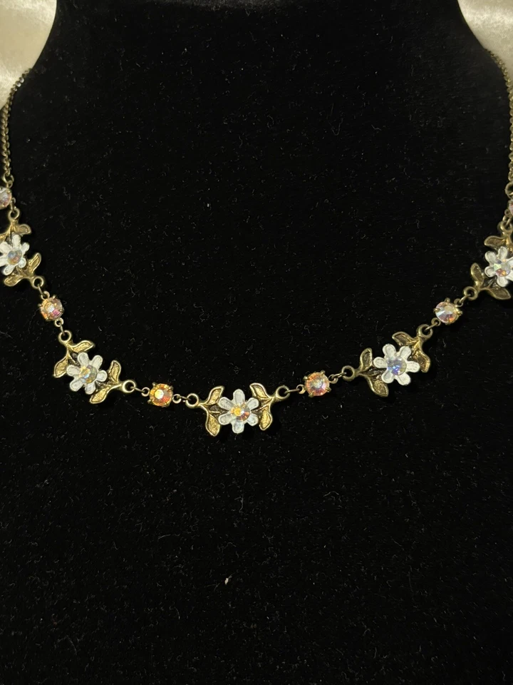 Michal Negrin Bracelet And Necklace White Aurora Borealis AB Crystals Victorian - Image 2 of 4