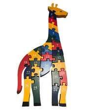 Bits and Pieces Wooden Wood Alphabet Giraffe Educational Puzzle Learn ABCs 123s