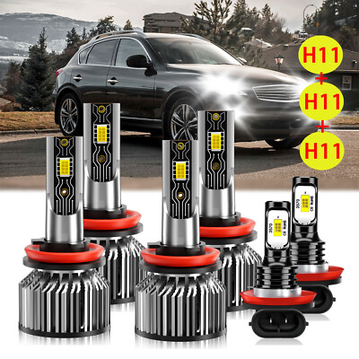 For Infiniti EX35 2008-2012 LED Headlight Bulb High/Low Beam Fog Light Kit White