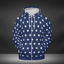 White Stars Premium Unisex Zip Hoodie