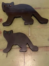 2 VGT Hand Made Primitive Wooden Halloween Black Cats Yard Art Folk Art Decor