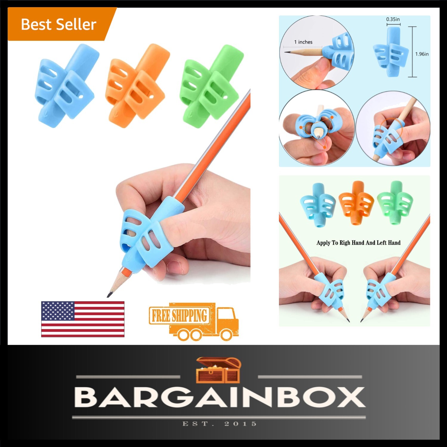 3PCS Pencil Grips for Kids, Writing Aid for Handwriting Correction